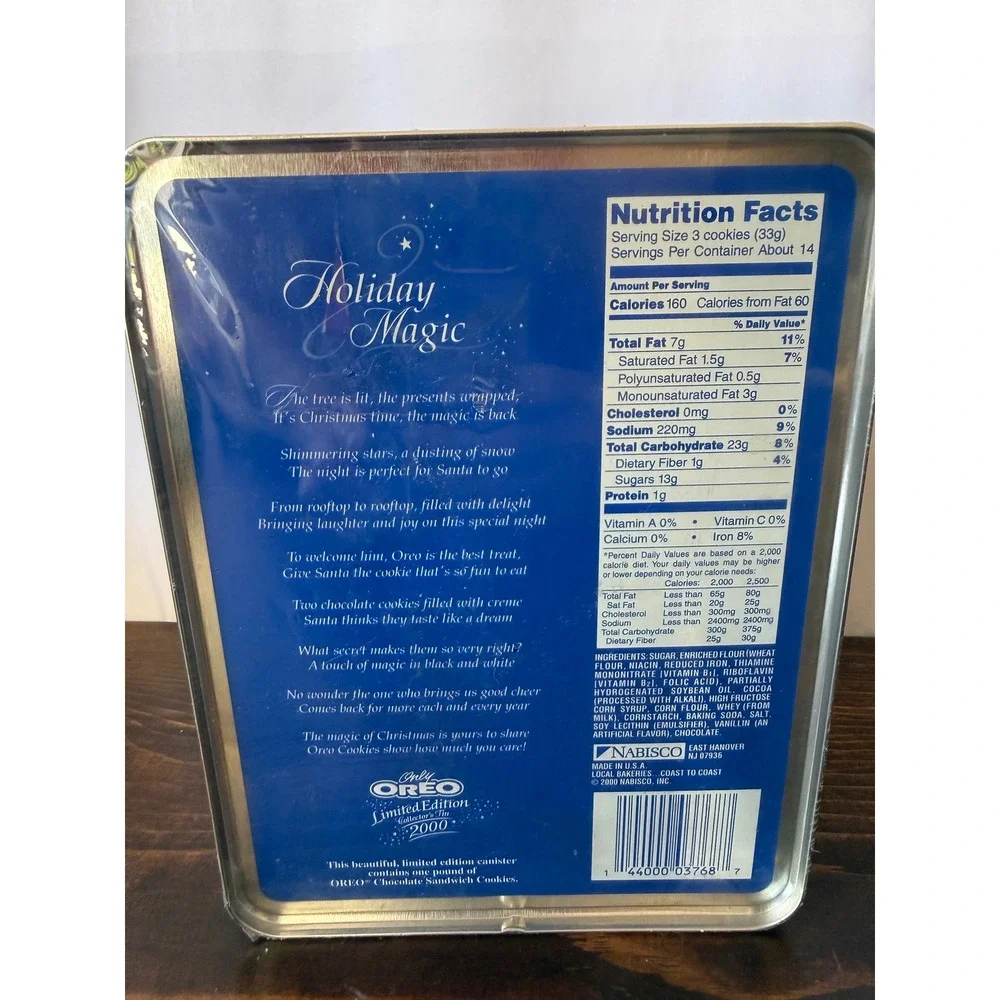 Vintage Oreo Limited Edition 2000 Christmas Santa Collector Tin Factory Sealed